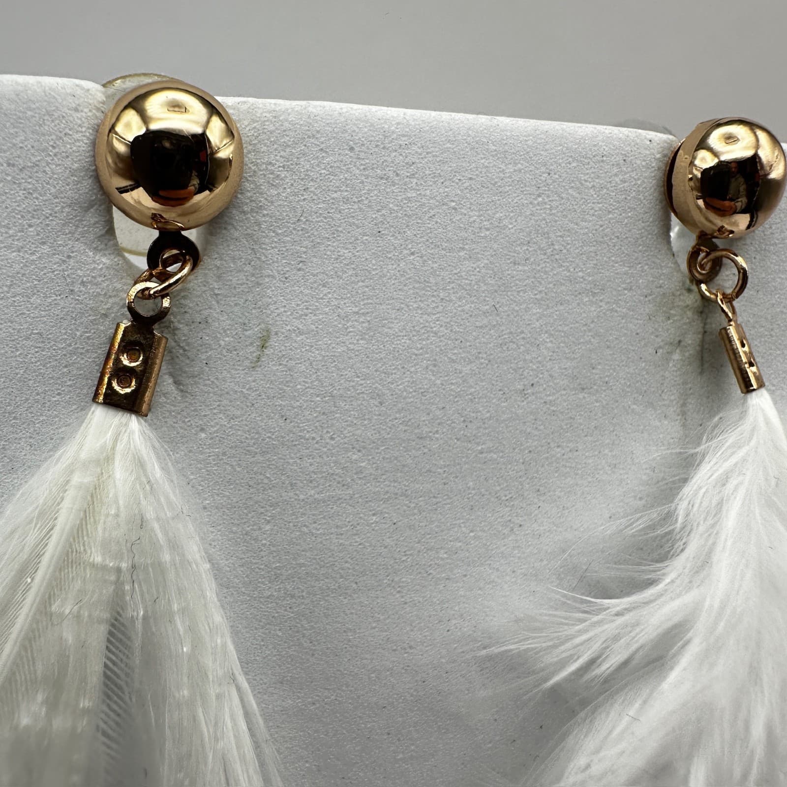Vintage 90s Long Feather Drip Earrings Set Gold Tone Statement Pierced Jewelry - Thumbnail 12