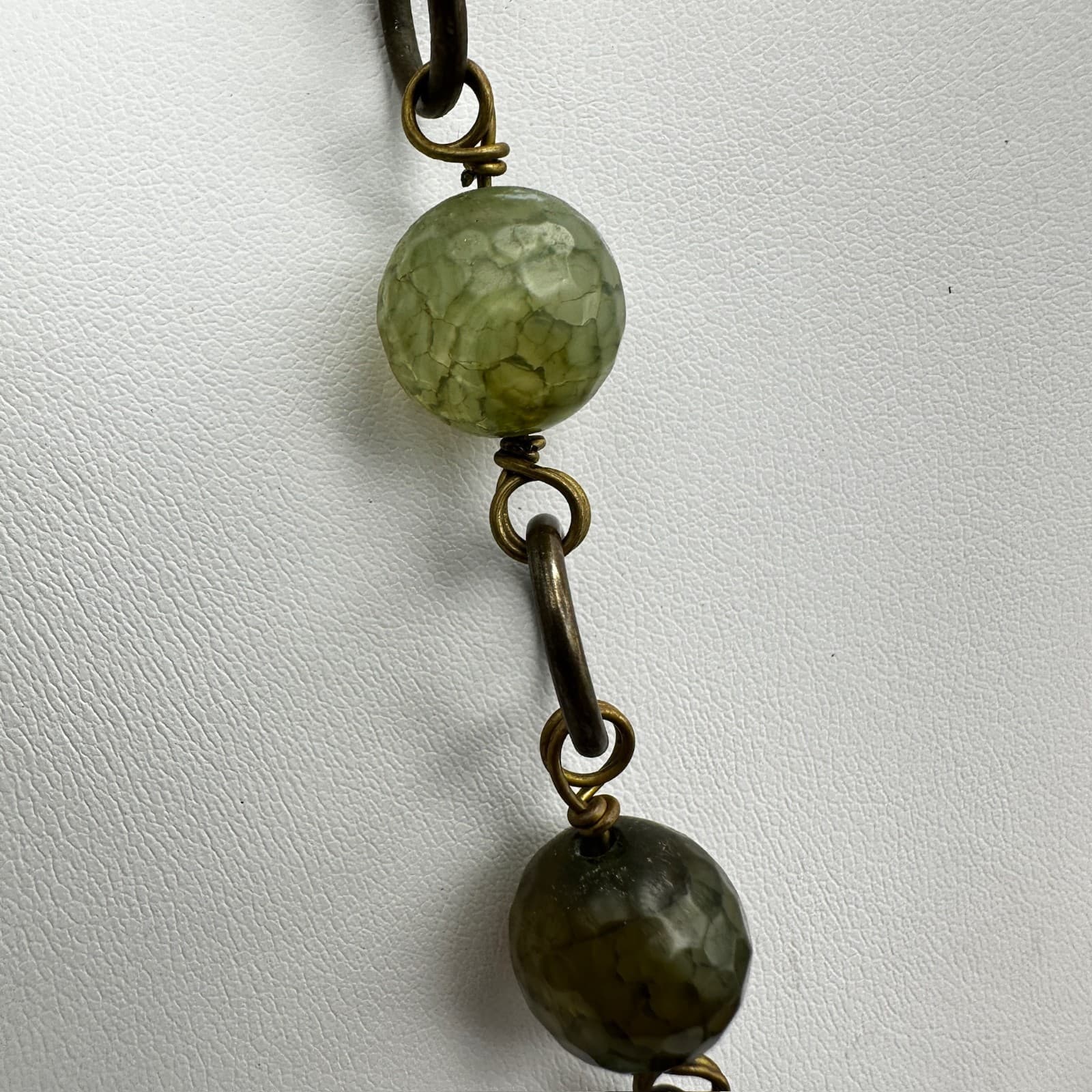 Vintage 90s Stone Bead Statement Necklace Boho Lobster Clasp Women's Jewelry - Thumbnail 12