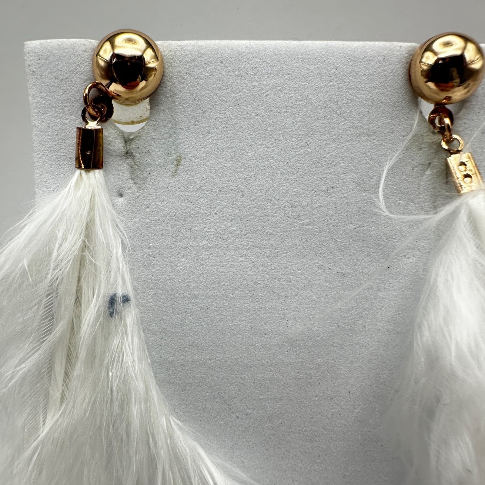 Vintage 90s Long Feather Drip Earrings Set Gold Tone Statement Pierced Jewelry - Thumbnail 8