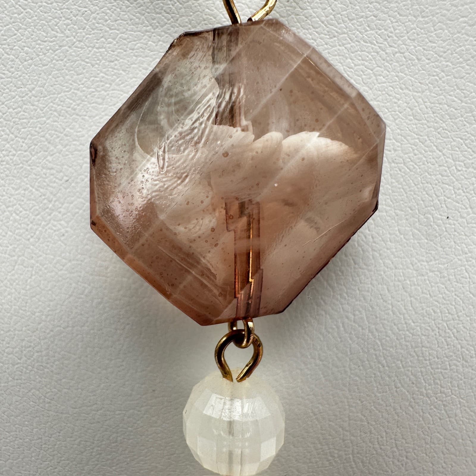 Vintage Y2K Gold Tone Long Tassel Necklace Smoky Amber Glass Bead Boho Jewelry - Thumbnail 3