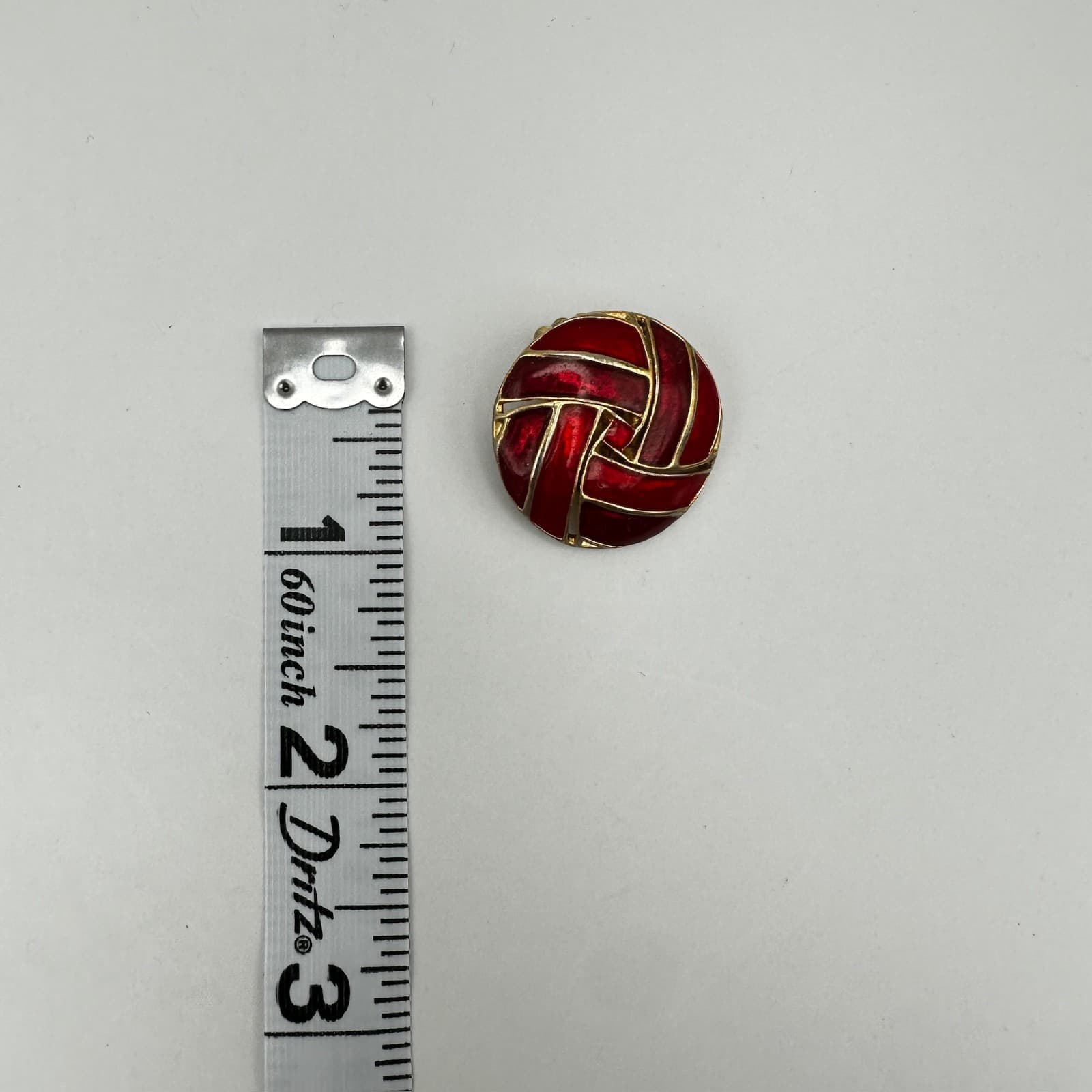 Vintage 80s Red Enamel Gold Tone Round Earrings Geometric Statement Jewelry - Thumbnail 10