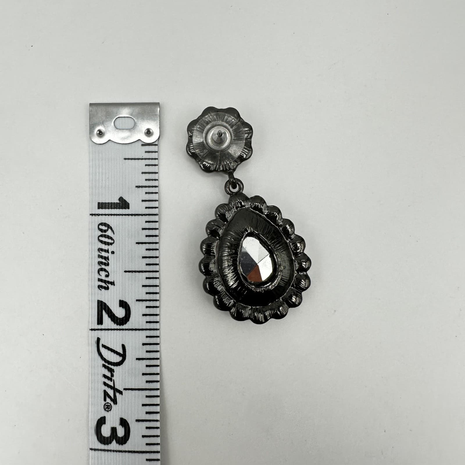 Vintage 90s Teardrop Pearl Gunmetal Earrings Dangal Statement Women's Jewelry - Thumbnail 11