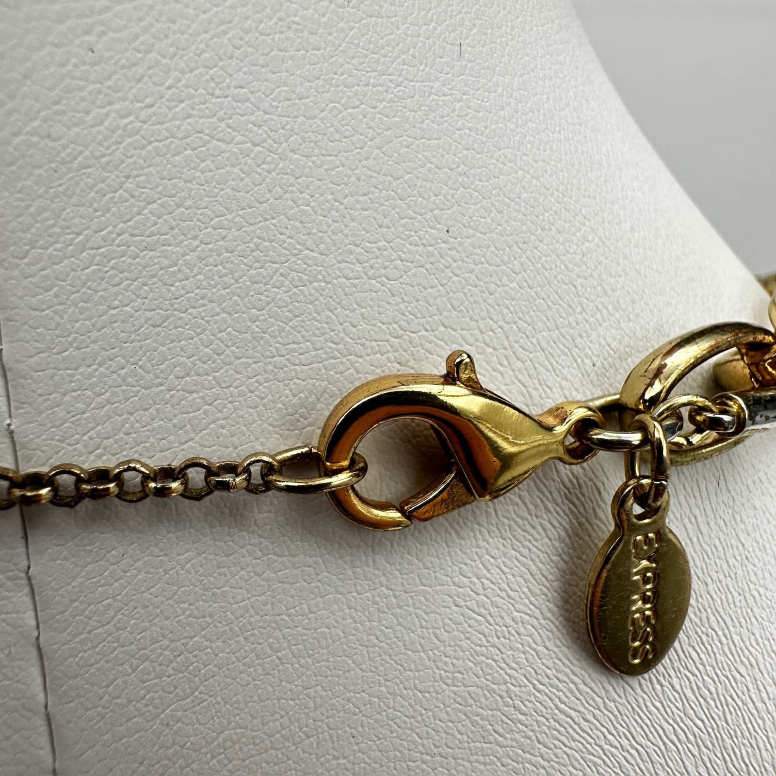 Vintage 90s Express Gold Tone Layered Necklace Compass Medallion Chunky Link - Thumbnail 8