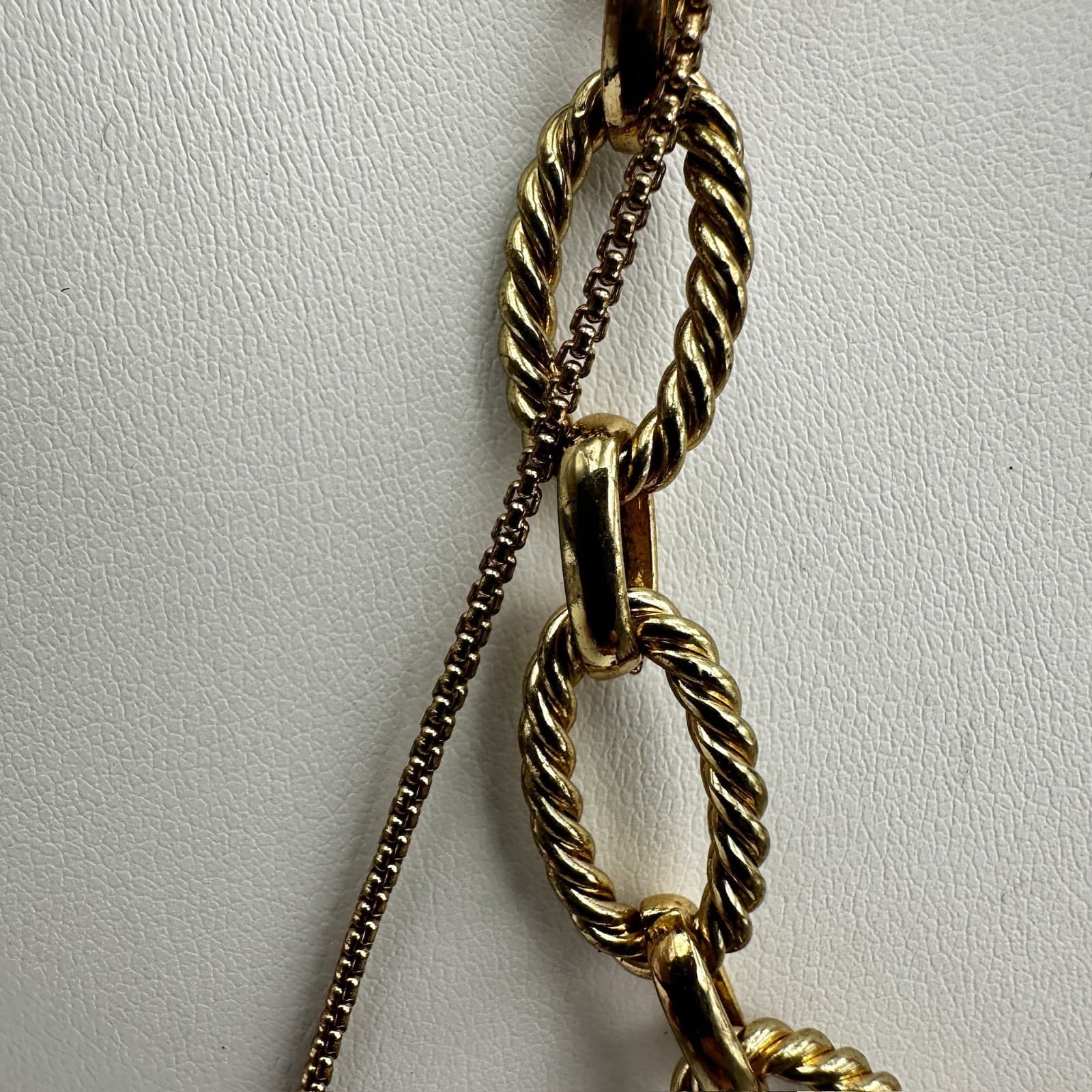 Vintage 90s Express Gold Tone Layered Necklace Compass Medallion Chunky Link - Thumbnail 5