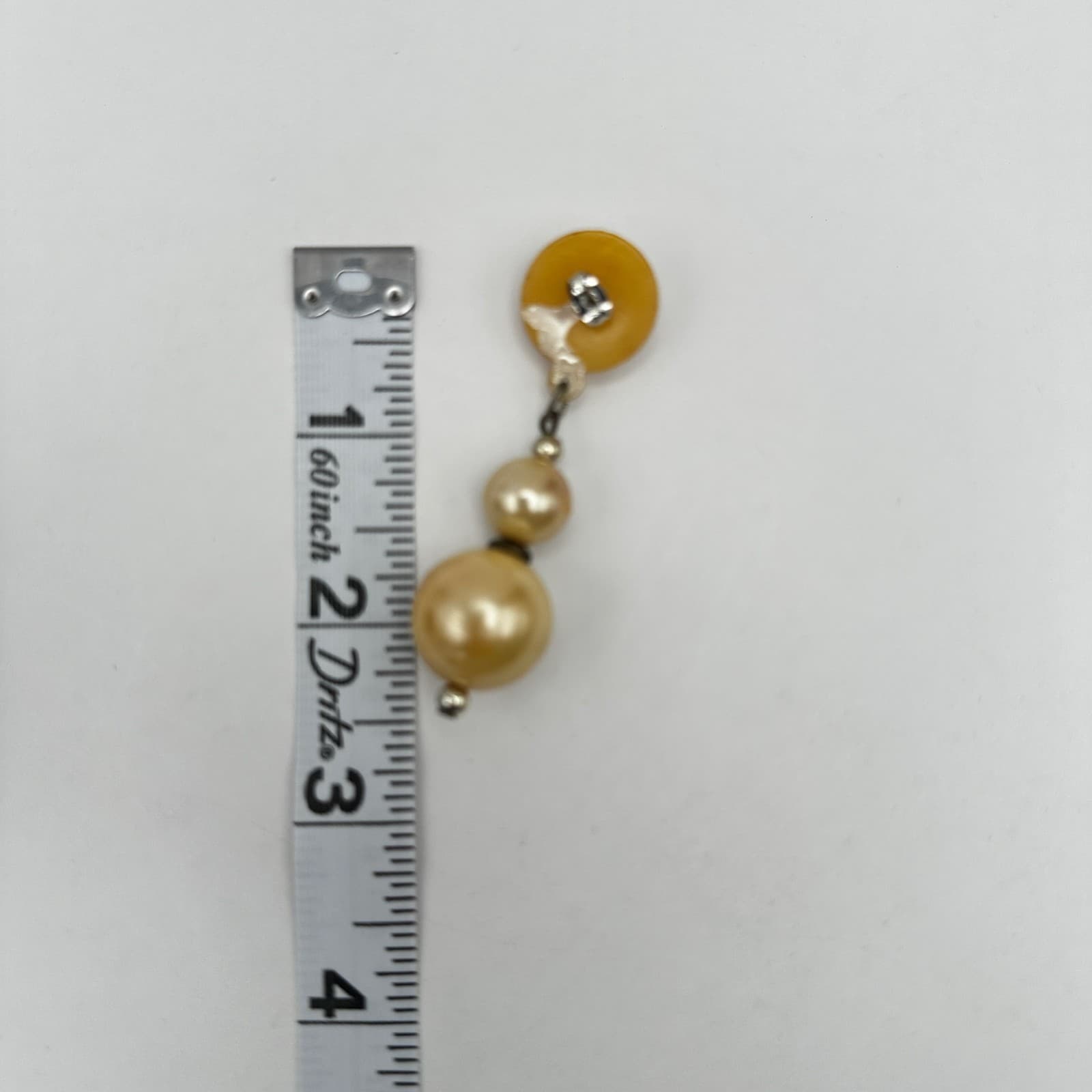 Vintage 80s Faux Pearl Drop Earrings Cream Graduated Bead Statement Dangle - Thumbnail 11