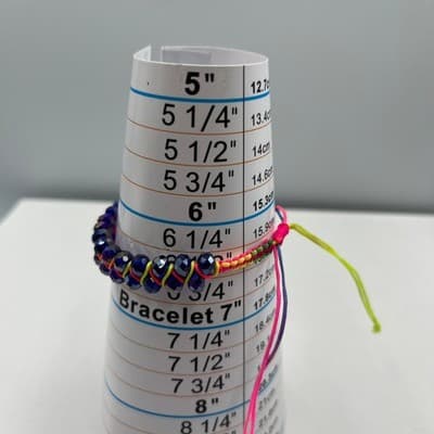 Vintage Boho Dark Blue Crystal Macrame Adjustable Bracelet Neon Pink Yellow Cord - Thumbnail 6