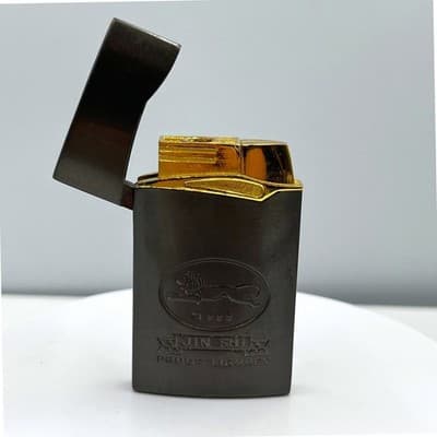 Vintage Jin Shi 1999 Proof Lighter Lion Logo Gold Tone Flip Top Collectible - Image 1