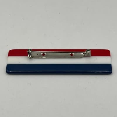Vintage Patriotic Red White Blue Bar Netherland Flag Brooch Pin Tricolor Resin - Thumbnail 3