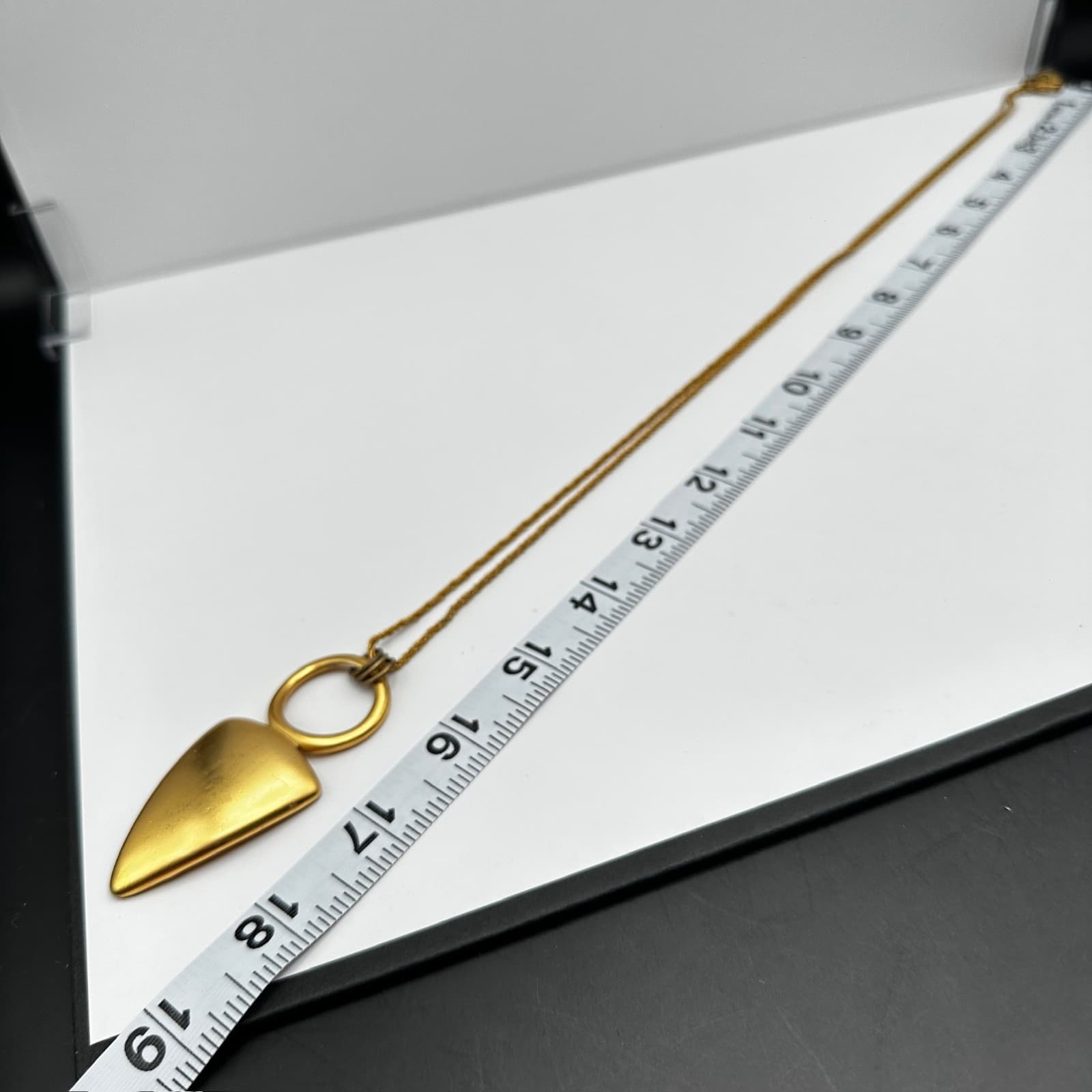 Vintage 90s Anne Klein Gold Tone Geometric Triangle Pendant Rope Chain Necklace - Thumbnail 15