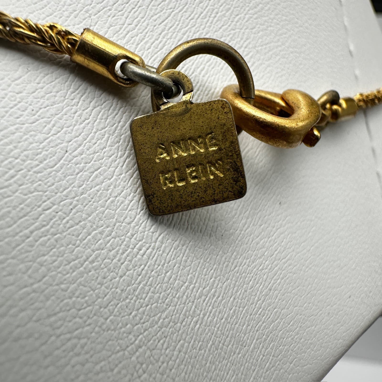 Vintage 90s Anne Klein Gold Tone Geometric Triangle Pendant Rope Chain Necklace - Thumbnail 14