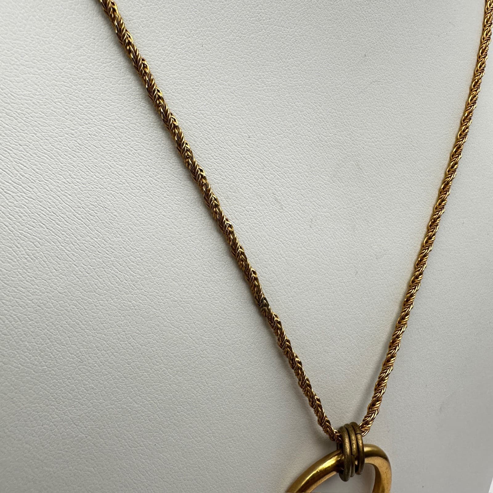 Vintage 90s Anne Klein Gold Tone Geometric Triangle Pendant Rope Chain Necklace - Thumbnail 11