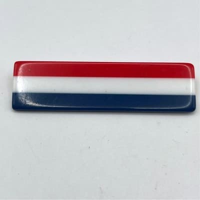 Vintage Patriotic Red White Blue Bar Netherland Flag Brooch Pin Tricolor Resin - Image 1