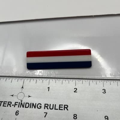 Vintage Patriotic Red White Blue Bar Netherland Flag Brooch Pin Tricolor Resin - Thumbnail 5