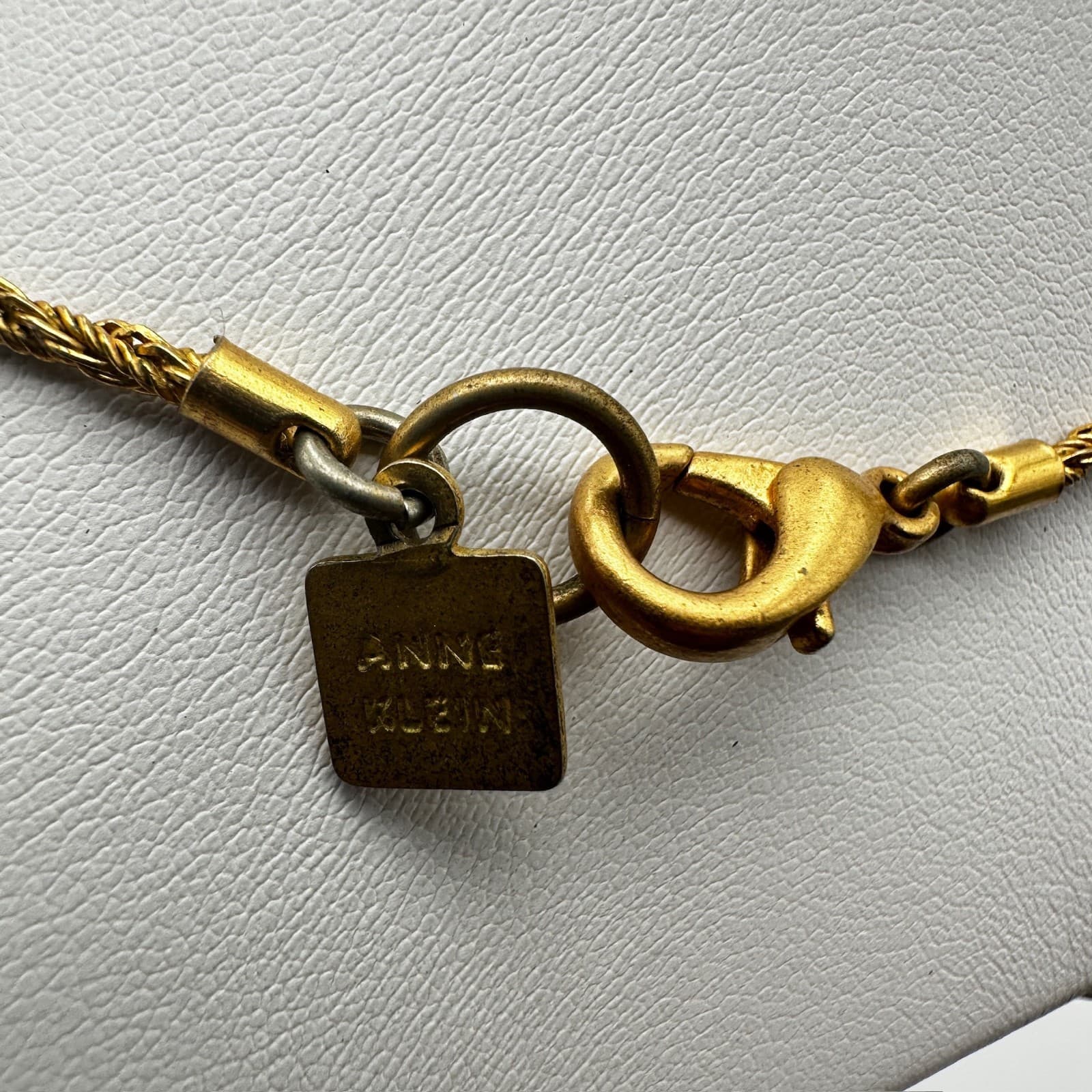 Vintage 90s Anne Klein Gold Tone Geometric Triangle Pendant Rope Chain Necklace - Thumbnail 13