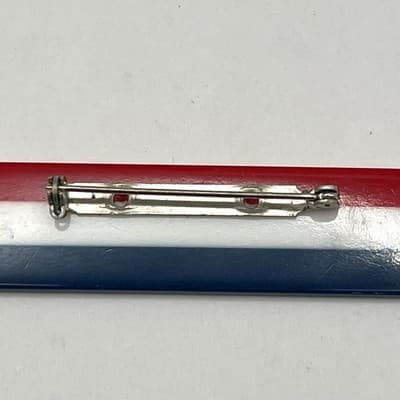 Vintage Patriotic Red White Blue Bar Netherland Flag Brooch Pin Tricolor Resin - Thumbnail 4