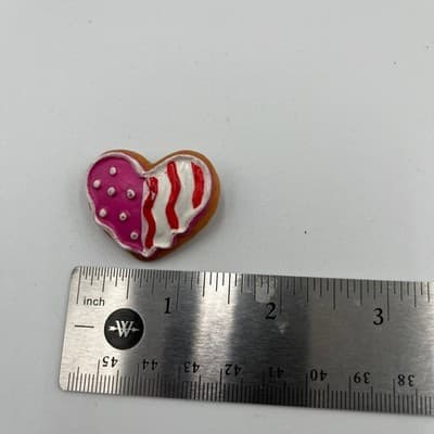 Vintage Handcrafted Clay Heart Cookie Brooch Pink Red White Sweet Treat Pin Art - Thumbnail 6