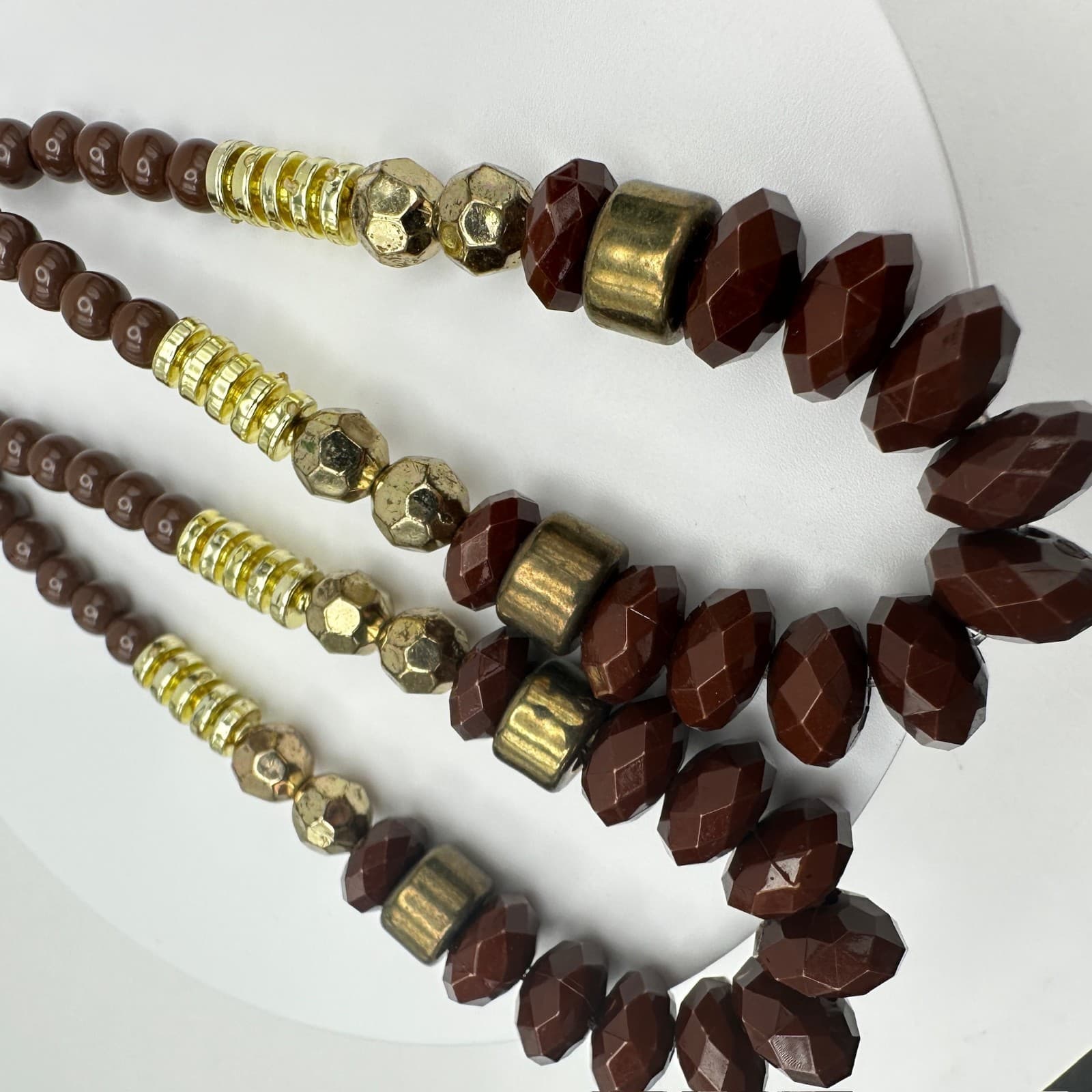 Vintage 90s Boho Brown Beaded Statement Dangle Earrings Gold Tone Large Fashion - Thumbnail 13