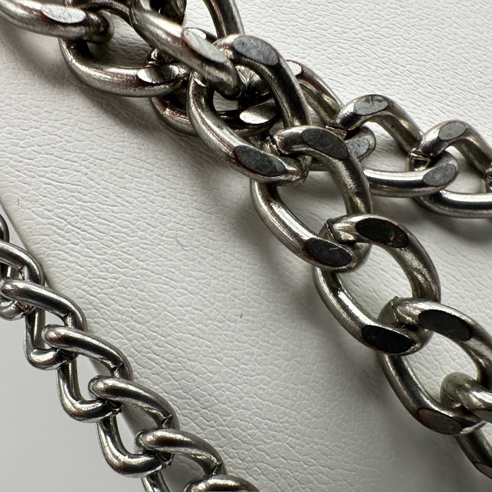 Vintage 90s Multi Layer Silver Tone Chain Necklace Industrial Bar Fringe Jewelry - Thumbnail 8