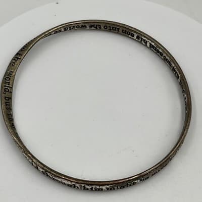 VTG John 3:17 Scripture Bangle Bracelet Silver Tone Religious Christian 7.75" - Thumbnail 2