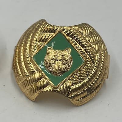 Vintage Boy Scouts Cub Scout Neckerchief Slides Lot Wolf Red Bear Green Enamel - Thumbnail 2