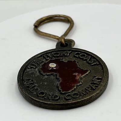 Vintage Ivory Coast Diamond Company Keychain Africa Map Rhinestone Gem Customer - Thumbnail 4