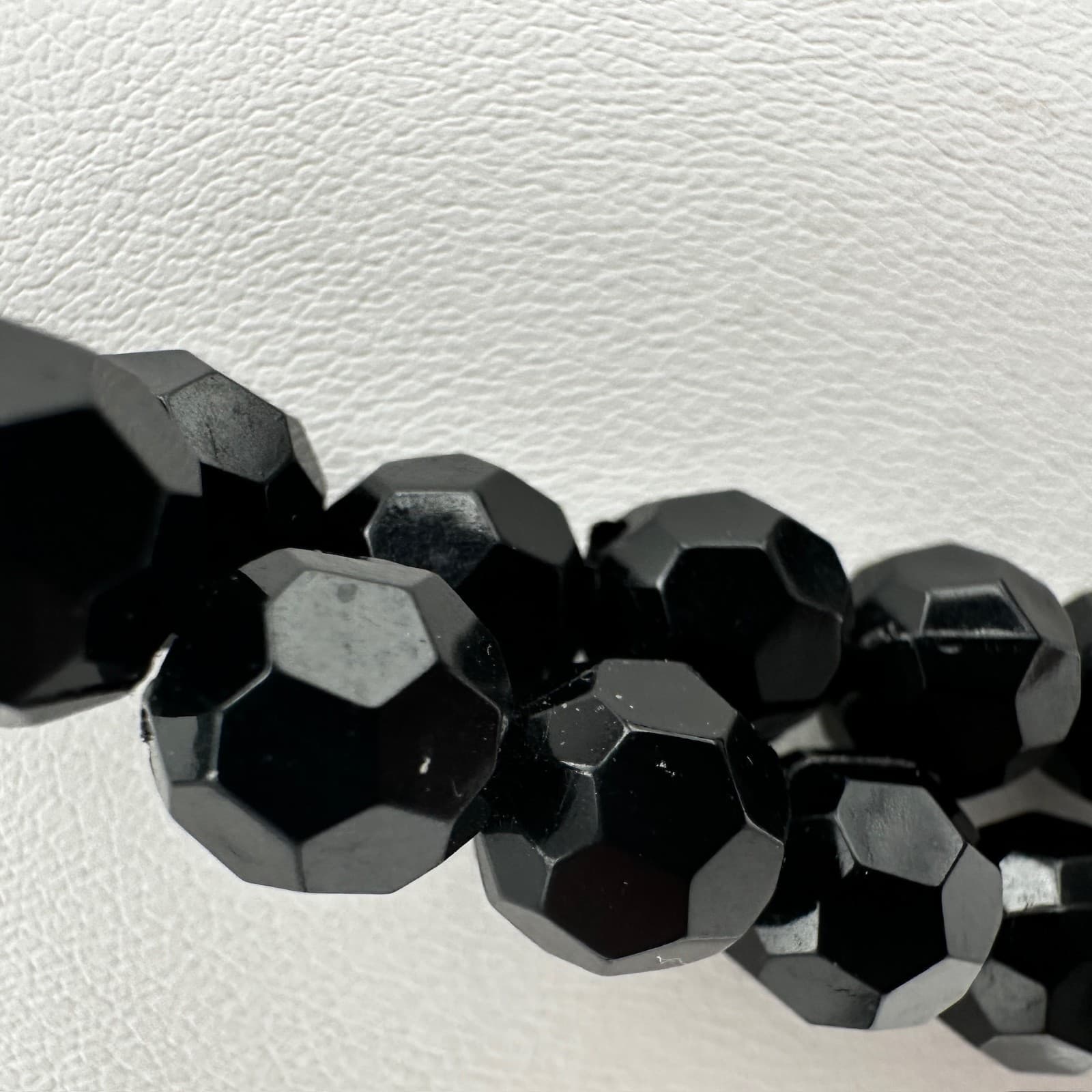 Vintage 90s Black Faceted Bead Double Strand Necklace Women's Classic Jewelry - Thumbnail 10