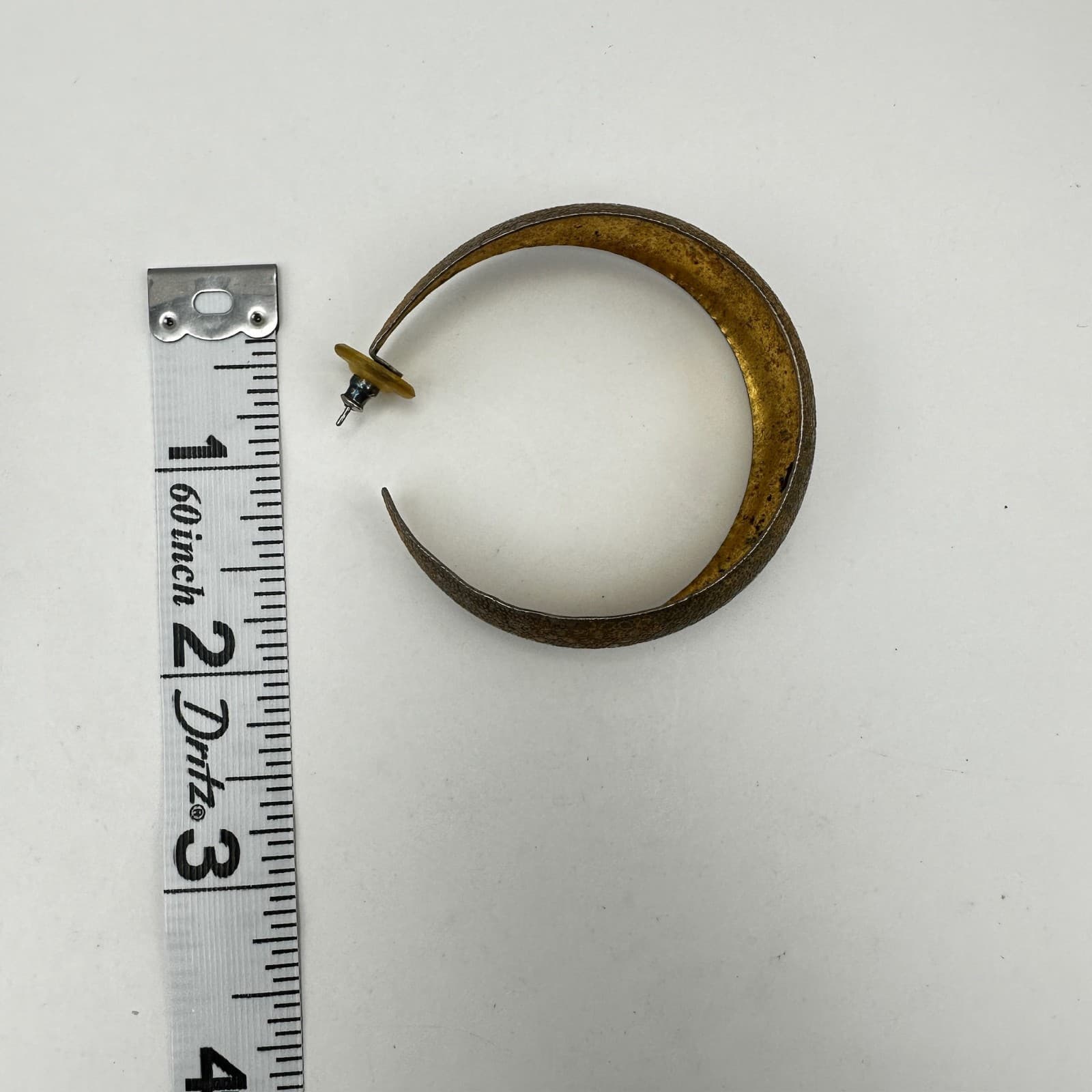 Vintage 80s Gold Tone Textured Hoop Earrings Statement Boho Women's Jewelry - Thumbnail 12