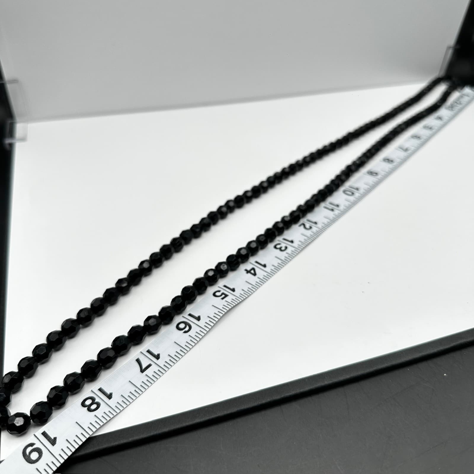 Vintage 90s Black Faceted Bead Double Strand Necklace Women's Classic Jewelry - Thumbnail 11