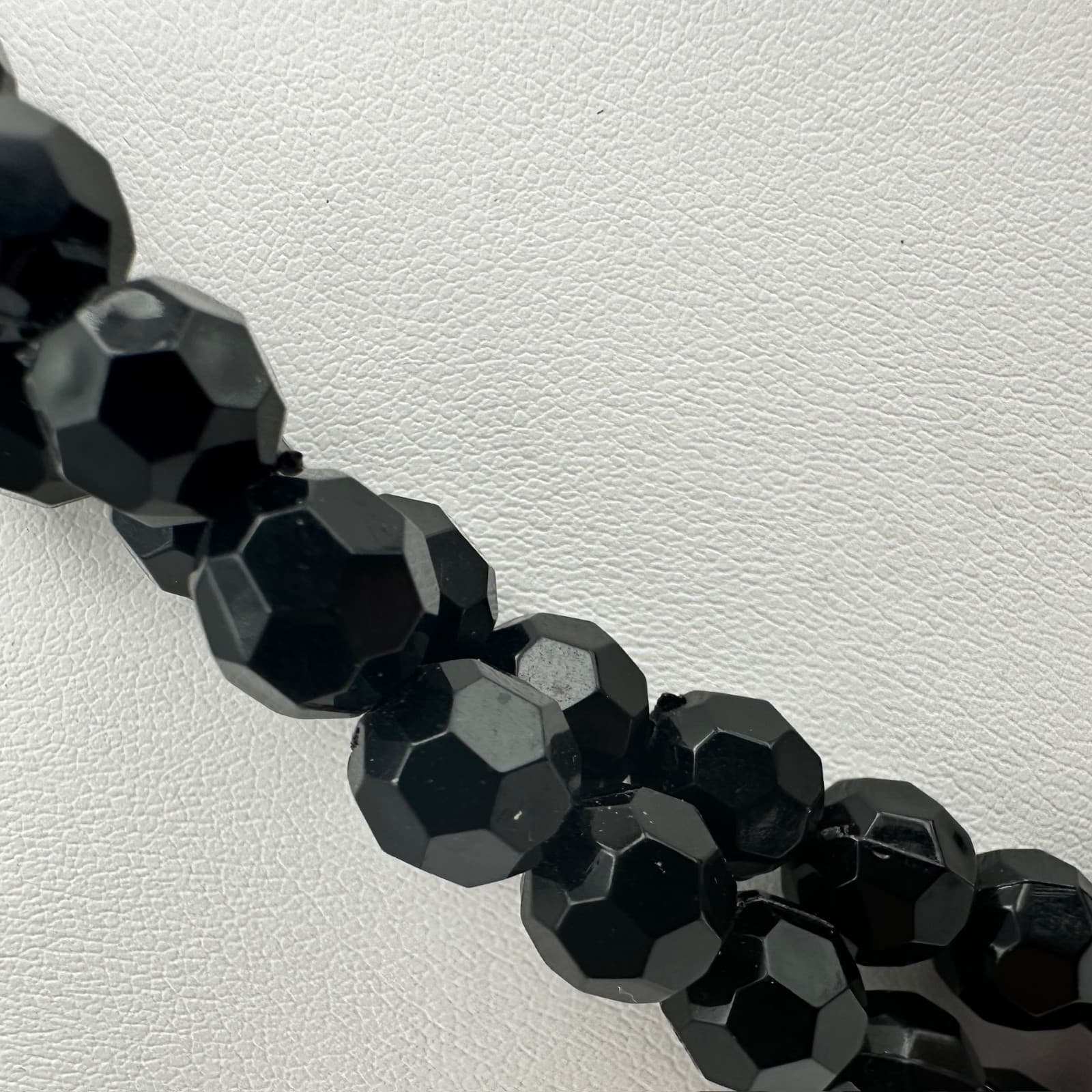 Vintage 90s Black Faceted Bead Double Strand Necklace Women's Classic Jewelry - Thumbnail 9