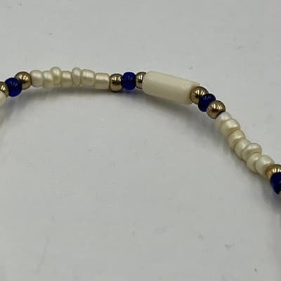 Vintage 3pc Beaded Bracelet Set Faux Pearl Eiffel Tower Charm Boho Multi Strand - Thumbnail 6