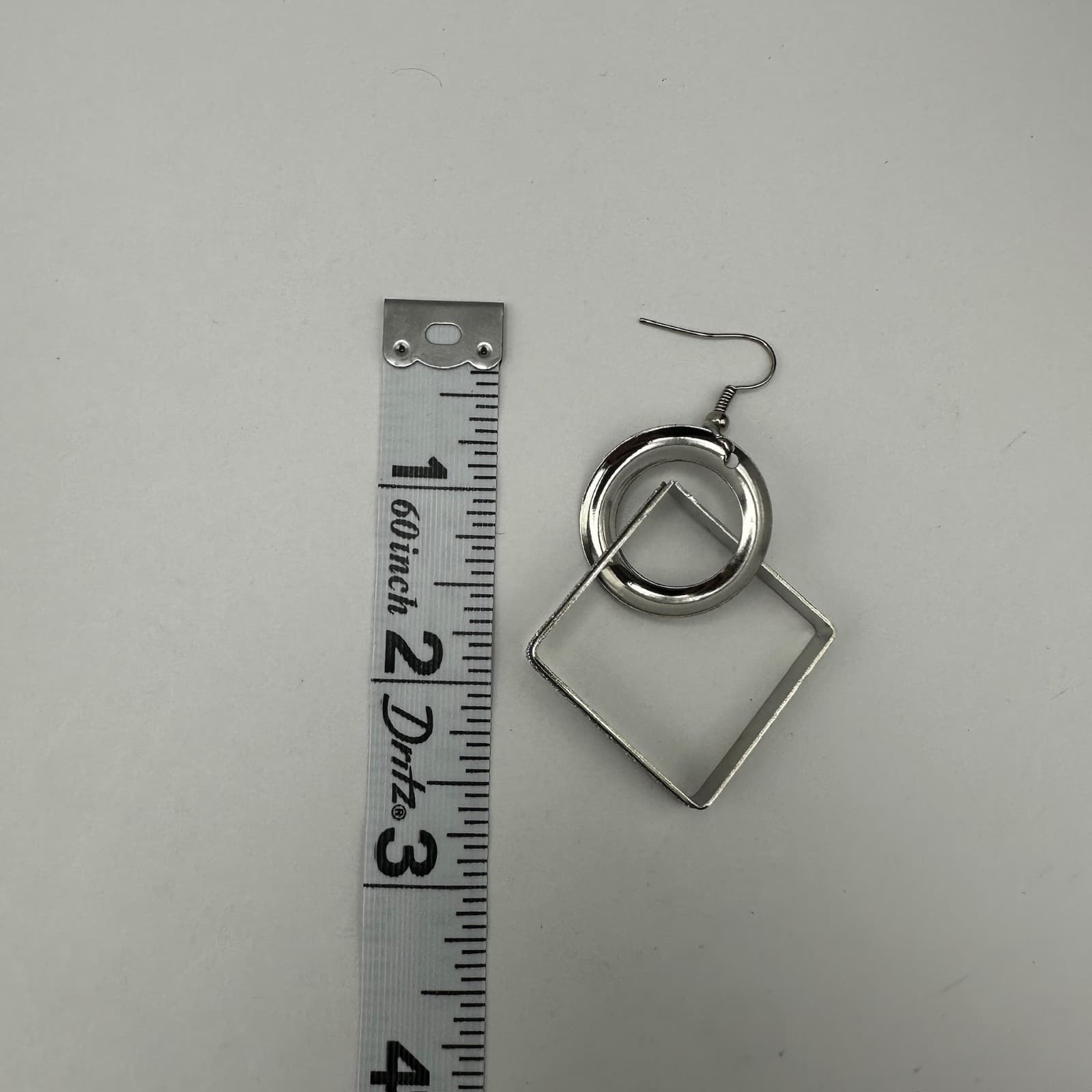 Vintage 90s Silver Tone Geometric Drop Dangle Earrings Textured Square Jewelry - Thumbnail 13