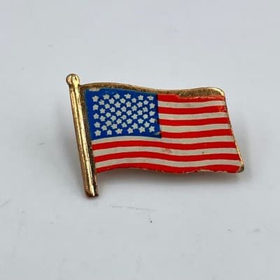 Vintage American Flag Lapel Pin US Stars Stripes Patriotic Brooch Hong Kong - Image 1