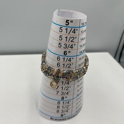 Vintage 3PC Multi-Color Faceted Glass Bead Bracelet Set Stack Gold Crystal Charm - Thumbnail 5