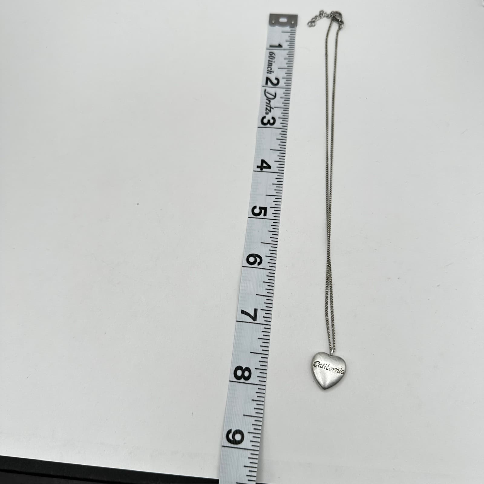 Vintage Y2K California Heart Pendant Necklace Silver Tone State Souvenir Charm - Thumbnail 8