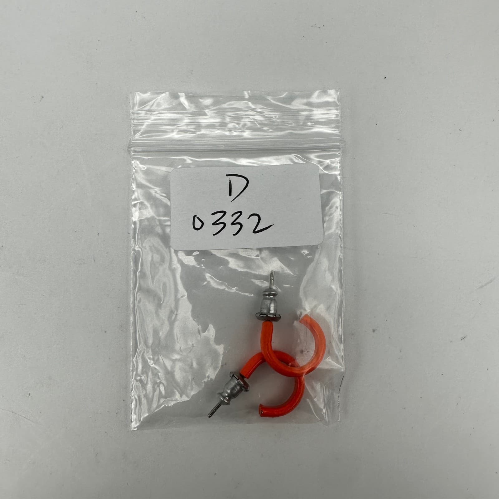 Vintage 90s Orange Enamel Hoop Earrings Silver Tone Fashion Retro Jewelry - Thumbnail 10