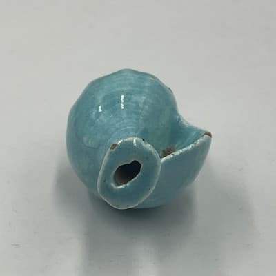 Vintage Blue Ceramic Conch Shell Pendant Bead Handcrafted Nautical Ocean Jewelry - Thumbnail 4