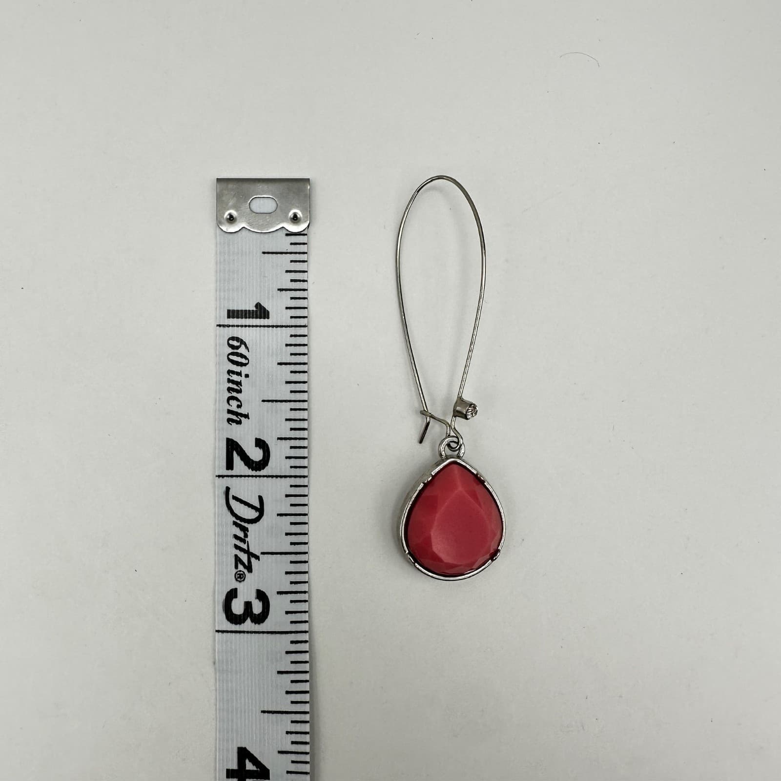 VTG 90s Pink Teardrop Dangle Earrings Faceted Rhinestone Stone Women's Jewelry - Thumbnail 8