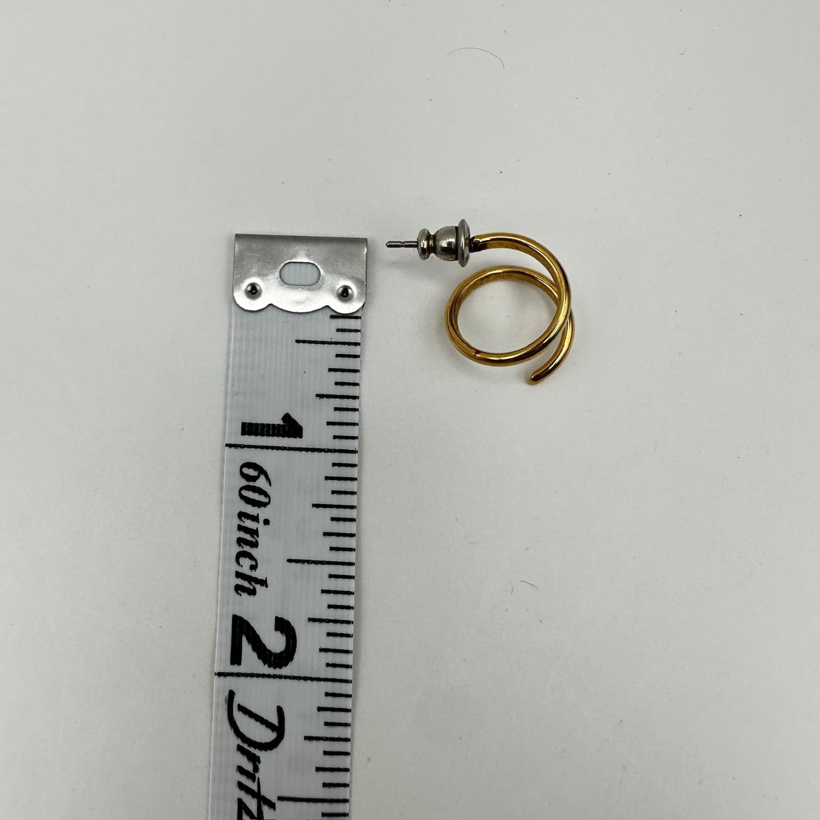 Vintage 90s Gold Tone Spiral Twirl Hoop Earrings Modernist Stud Women's Jewelry - Thumbnail 9