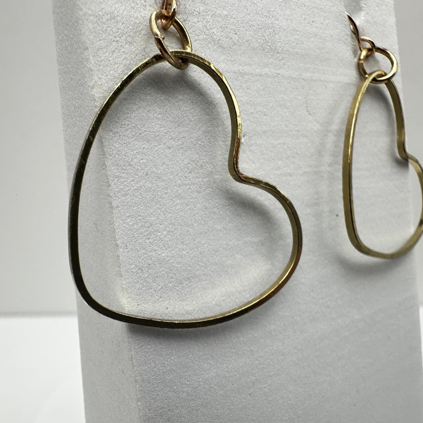 Vintage Gold tone Open Heart Hoop Dangle Earrings Fashion Jewelry 90s - Thumbnail 2
