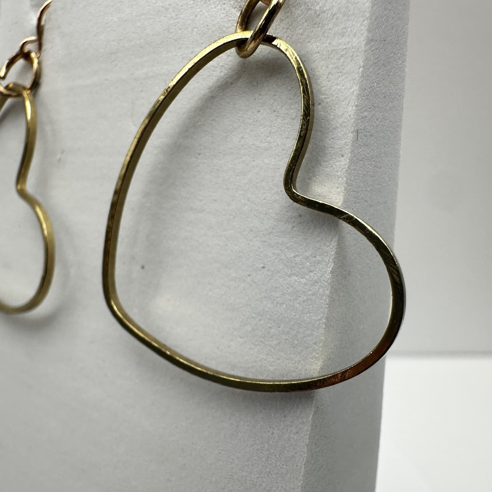 Vintage Gold tone Open Heart Hoop Dangle Earrings Fashion Jewelry 90s - Thumbnail 5