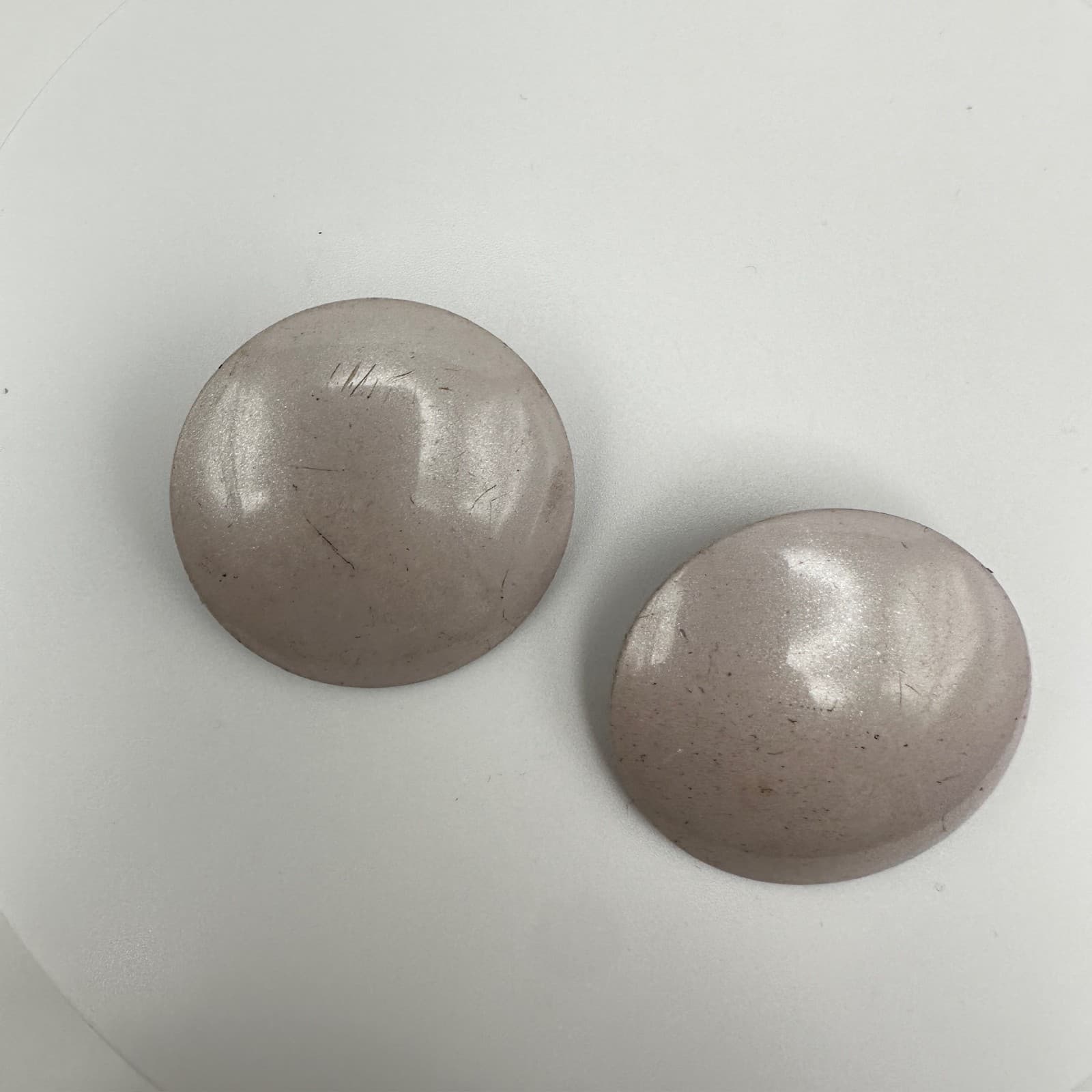 Vintage 80s Enamel Button Jewelry Earrings Large Round Mod Fashion Mauve Tone - Thumbnail 6