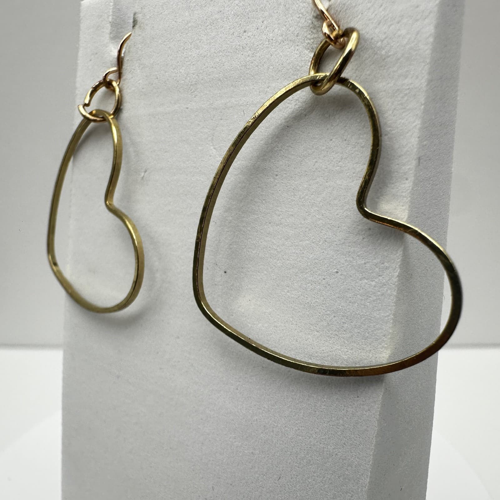 Vintage Gold tone Open Heart Hoop Dangle Earrings Fashion Jewelry 90s - Thumbnail 4