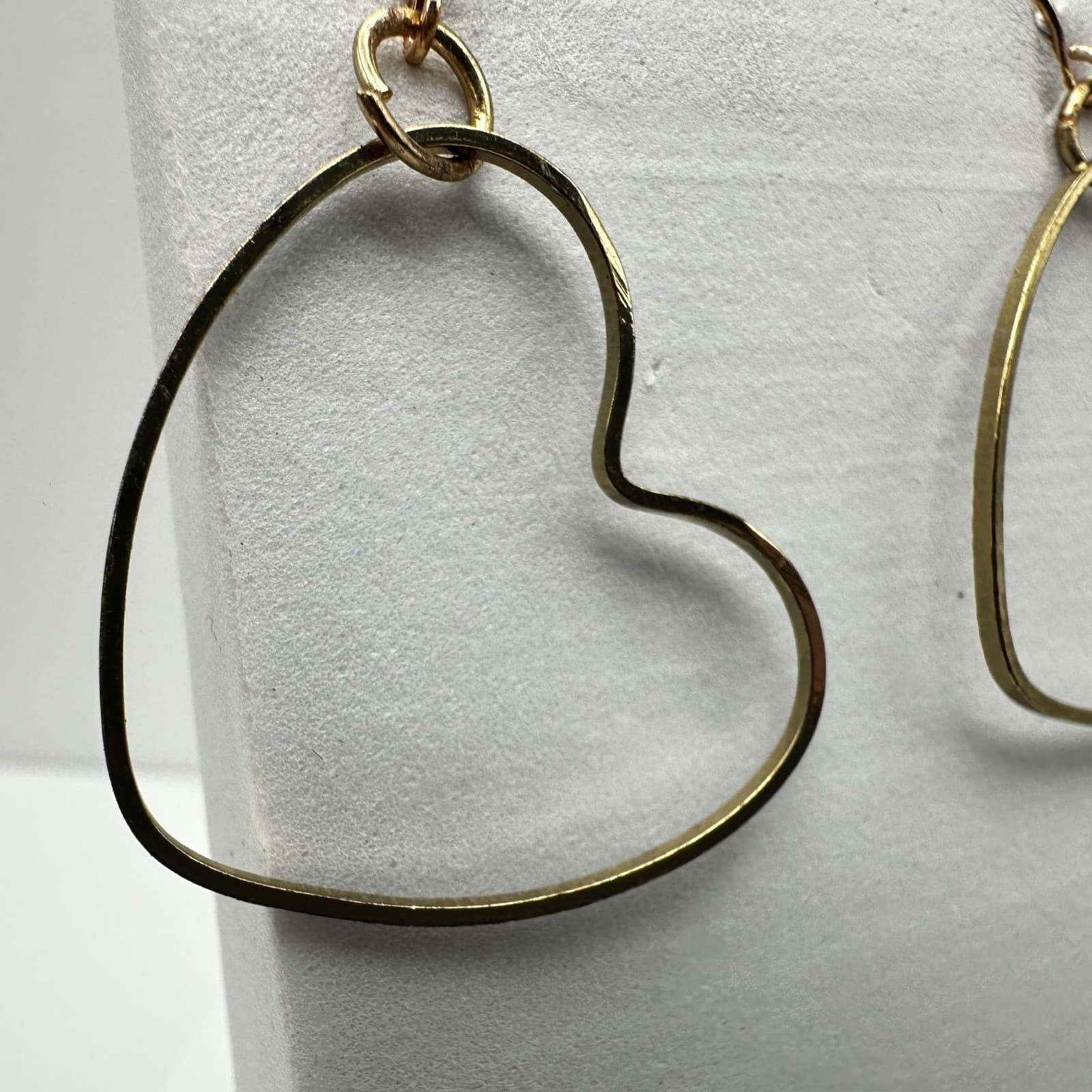 Vintage Gold tone Open Heart Hoop Dangle Earrings Fashion Jewelry 90s - Thumbnail 3