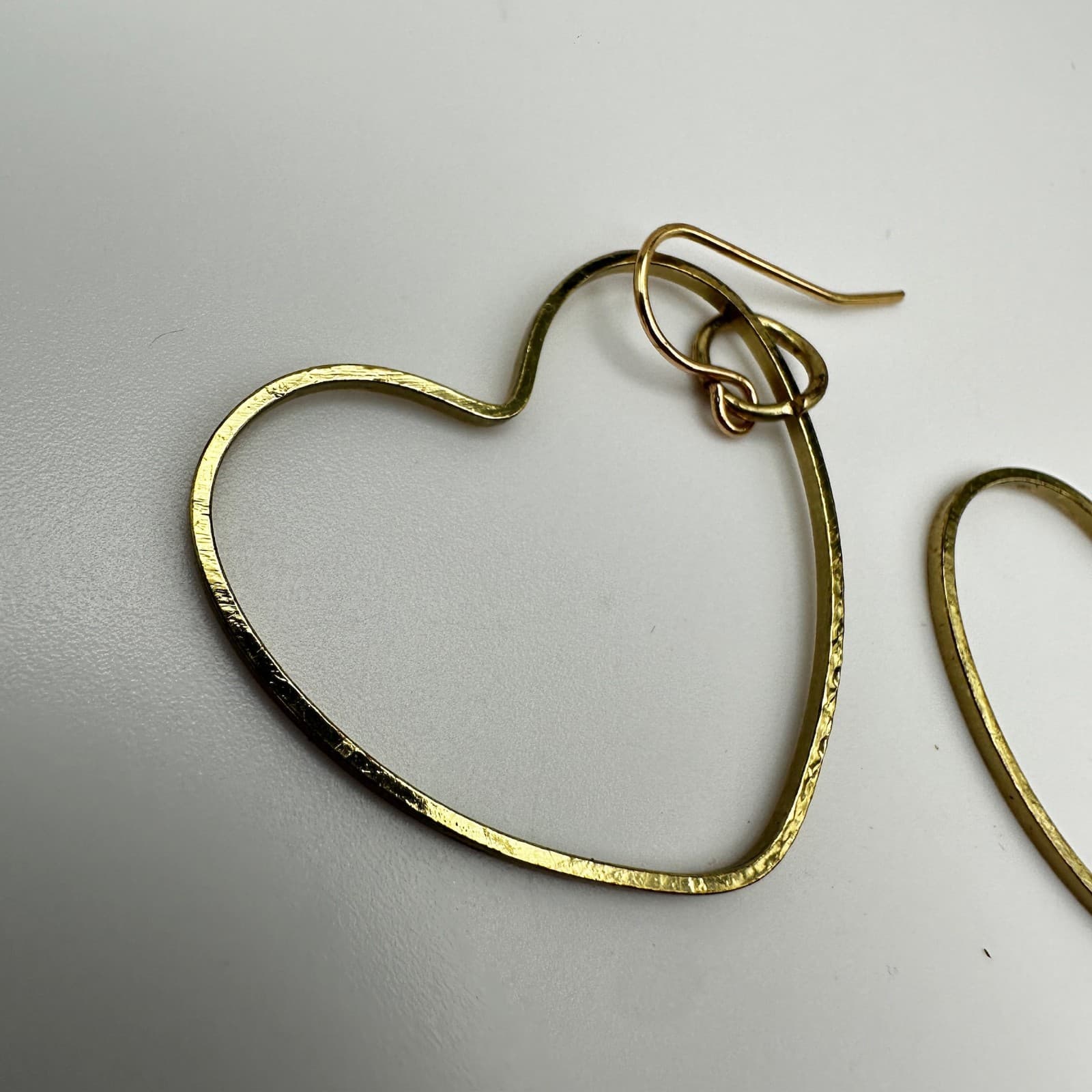 Vintage Gold tone Open Heart Hoop Dangle Earrings Fashion Jewelry 90s - Thumbnail 9
