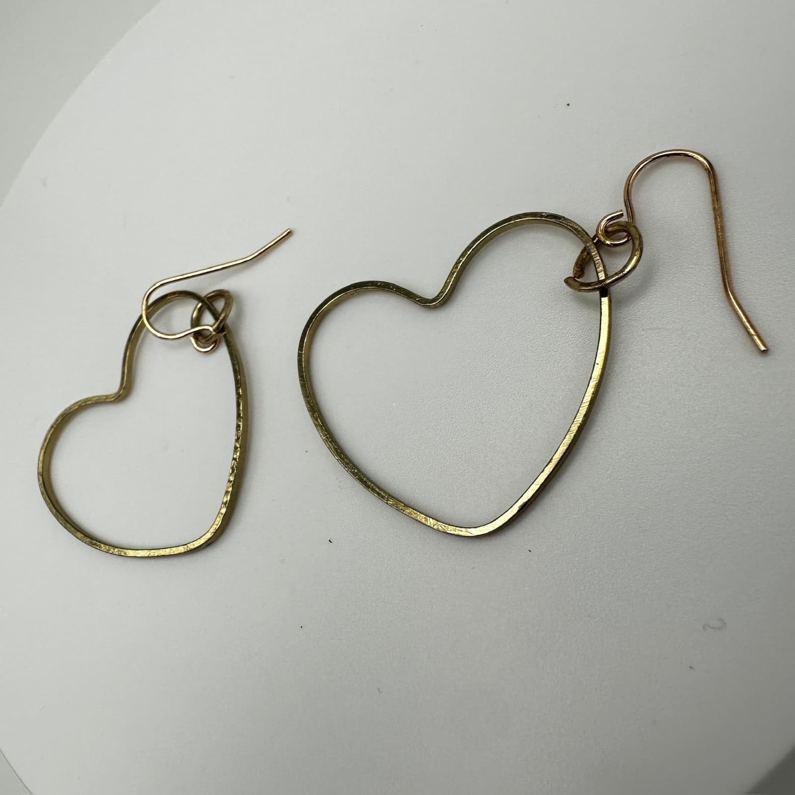 Vintage Gold tone Open Heart Hoop Dangle Earrings Fashion Jewelry 90s - Thumbnail 10