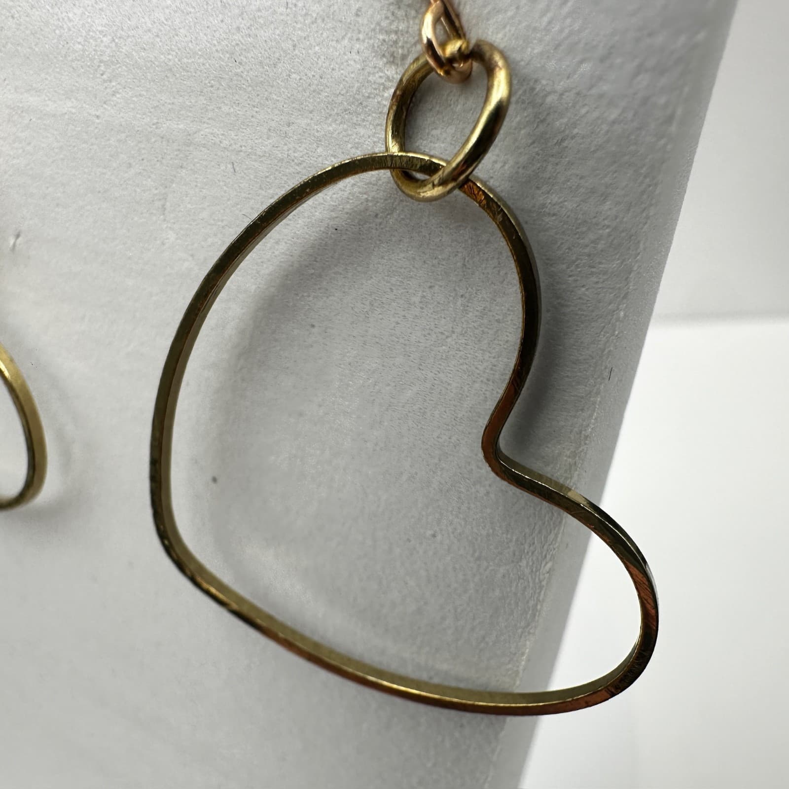 Vintage Gold tone Open Heart Hoop Dangle Earrings Fashion Jewelry 90s - Thumbnail 6