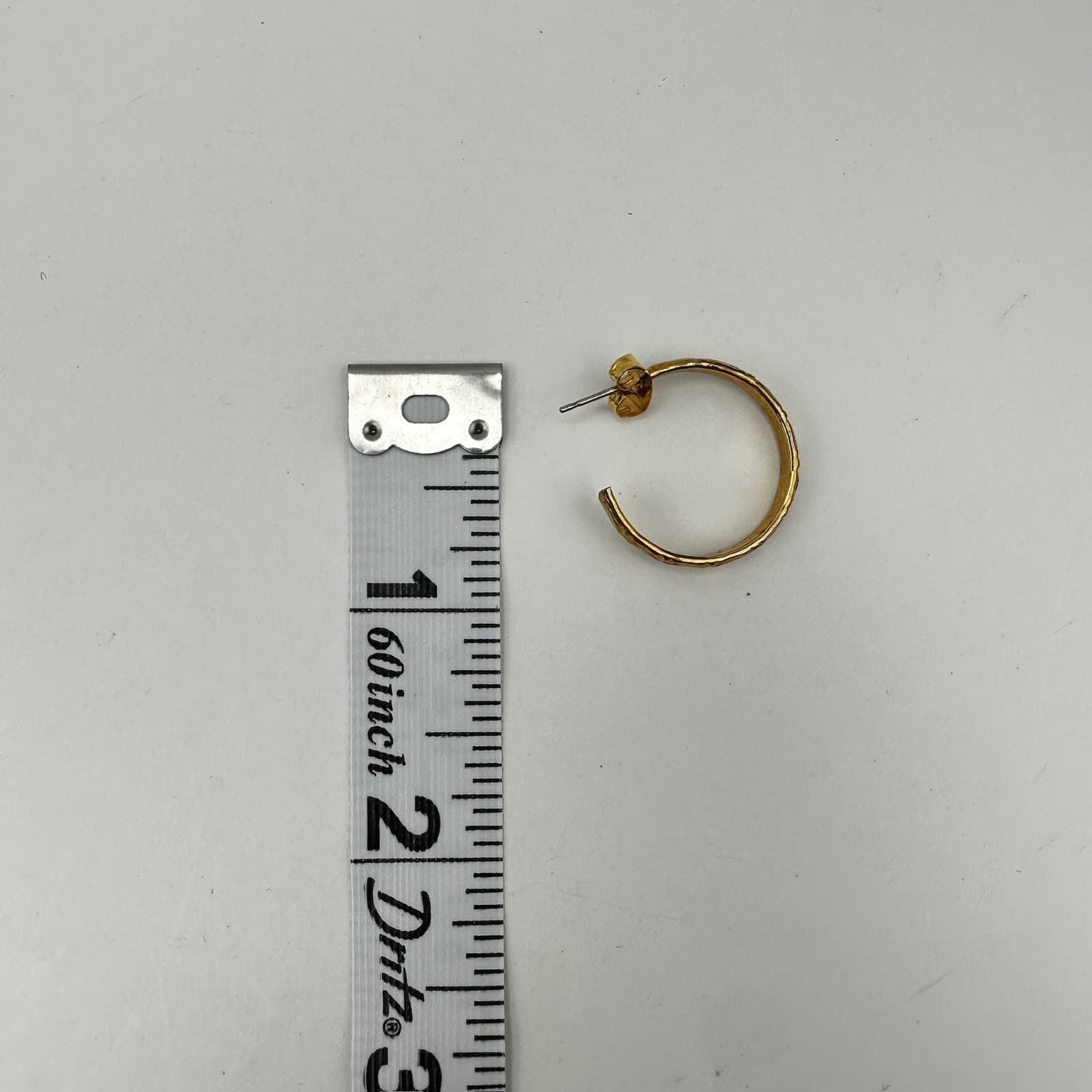 Vintage Gold tone Textured Hoop Earrings Fashion Jewelry 90s Estate - Thumbnail 10