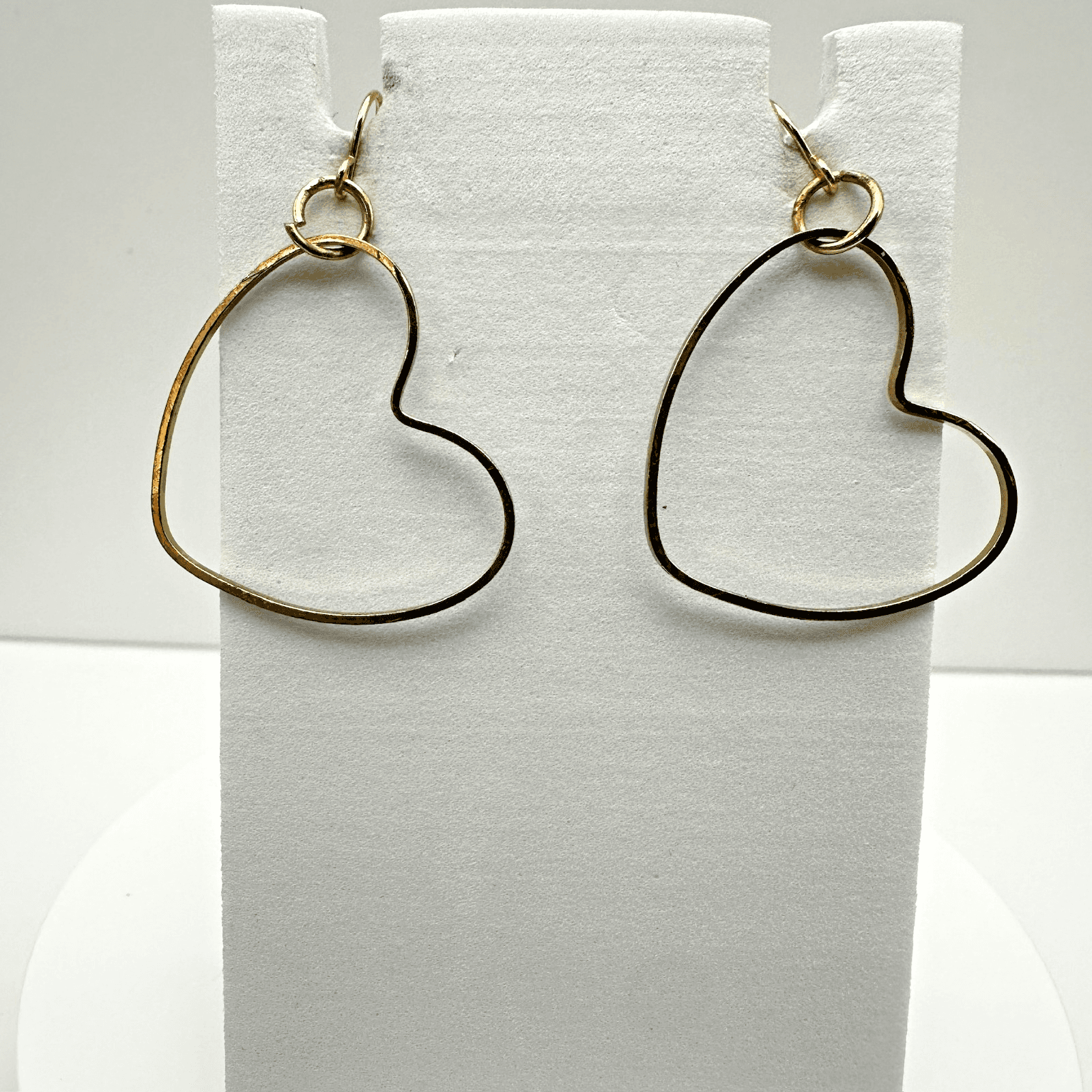 Vintage Gold tone Open Heart Hoop Dangle Earrings Fashion Jewelry 90s - Image 1