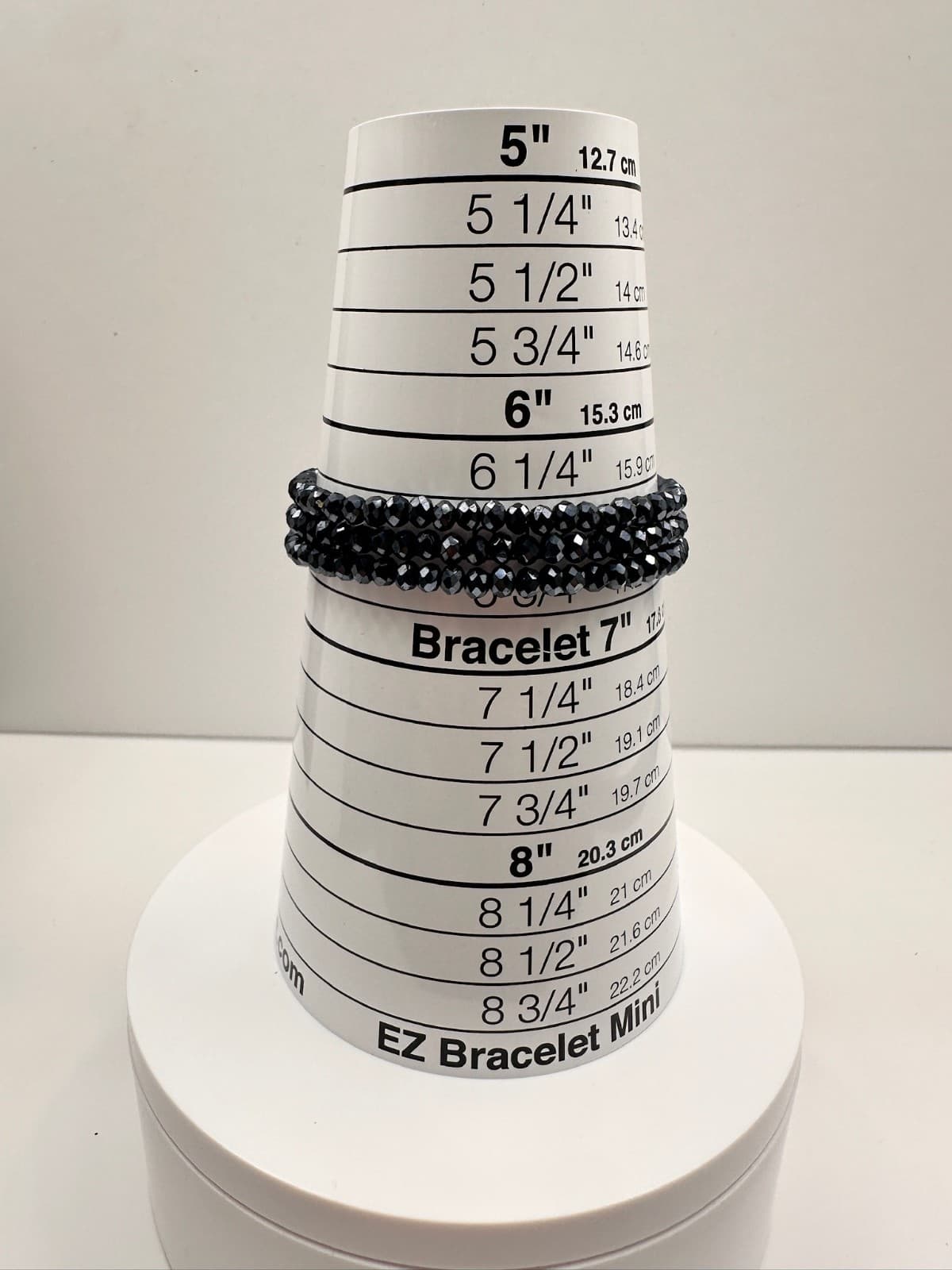 Vintage 90s Black Faceted Beaded Stretch Bracelet Clear Crystal Silver Tone Band - Thumbnail 10