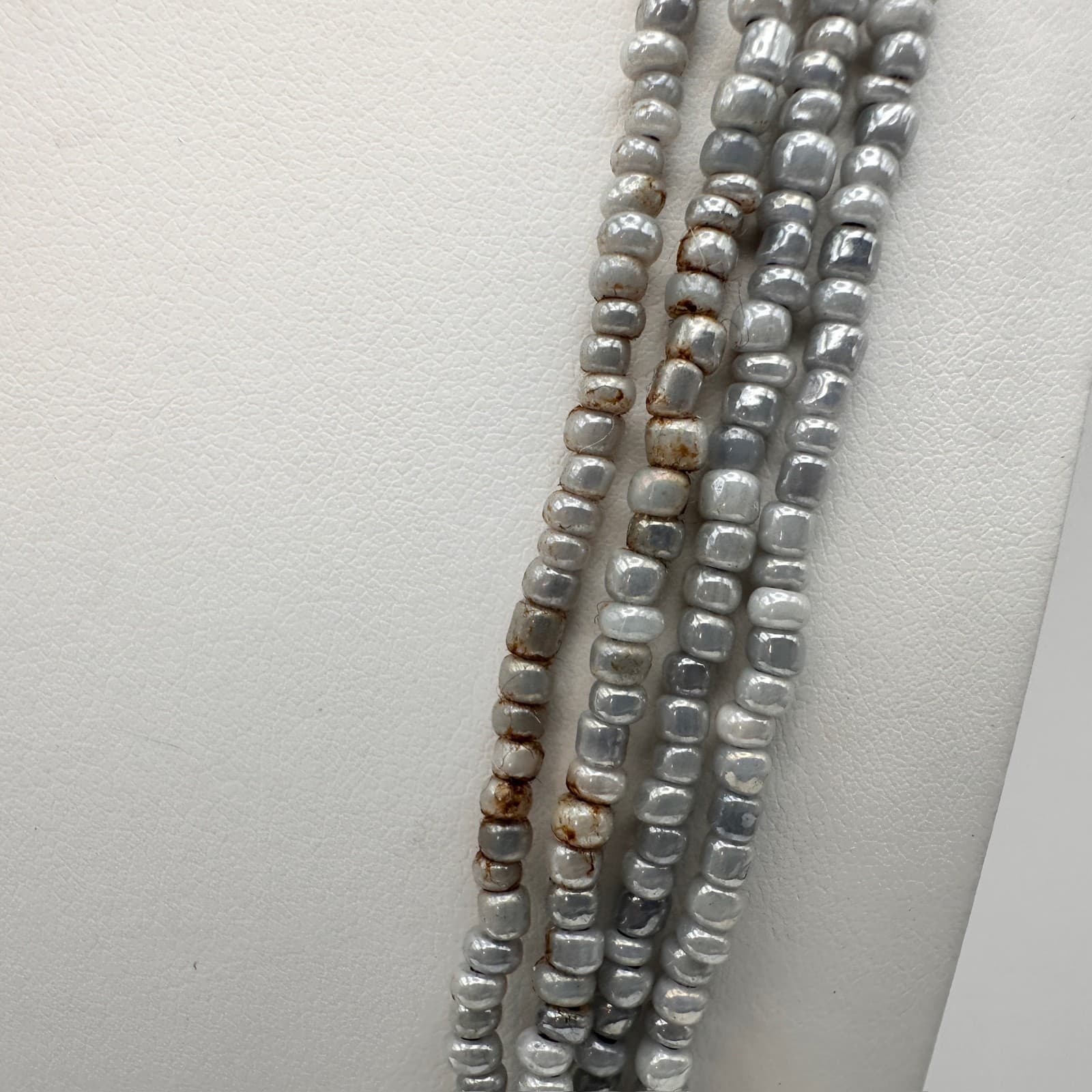 Vintage 80s Multi-Strand Long Beaded Statement Necklace Pink Accents Jewelry - Thumbnail 10